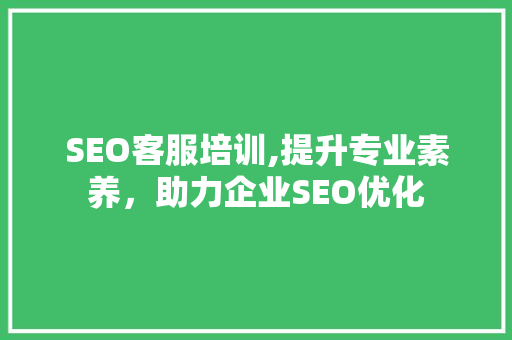 SEO客服培训,提升专业素养，助力企业SEO优化