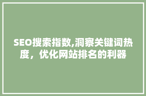 SEO搜索指数,洞察关键词热度，优化网站排名的利器
