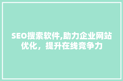 SEO搜索软件,助力企业网站优化，提升在线竞争力