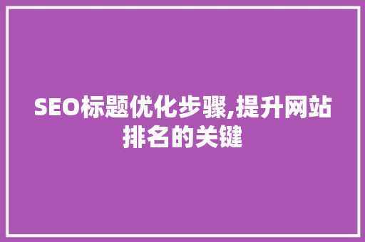 SEO标题优化步骤,提升网站排名的关键