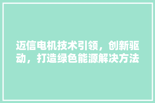 迈信电机技术引领，创新驱动，打造绿色能源解决方法