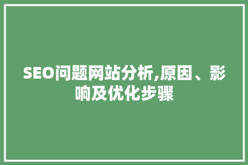 SEO问题网站分析,原因、影响及优化步骤