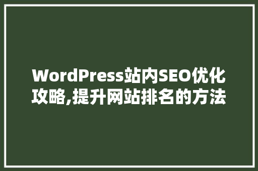WordPress站内SEO优化攻略,提升网站排名的方法