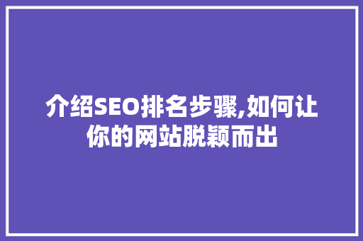 介绍SEO排名步骤,如何让你的网站脱颖而出