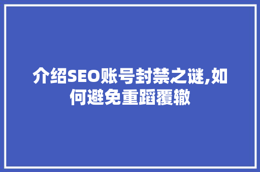 介绍SEO账号封禁之谜,如何避免重蹈覆辙