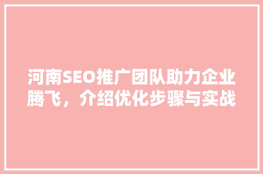 河南SEO推广团队助力企业腾飞，介绍优化步骤与实战例子