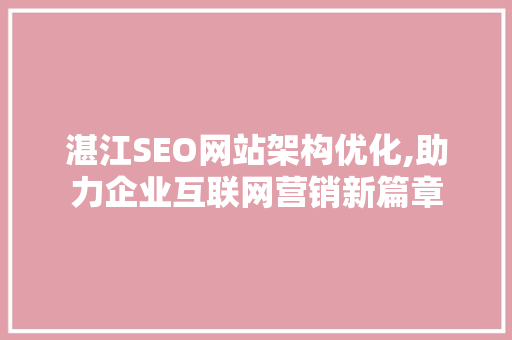 湛江SEO网站架构优化,助力企业互联网营销新篇章