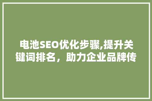 电池SEO优化步骤,提升关键词排名，助力企业品牌传播