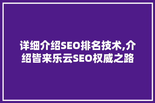 详细介绍SEO排名技术,介绍皆来乐云SEO权威之路