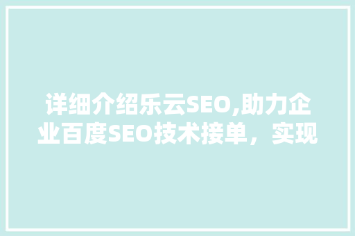 详细介绍乐云SEO,助力企业百度SEO技术接单，实现高效网络营销