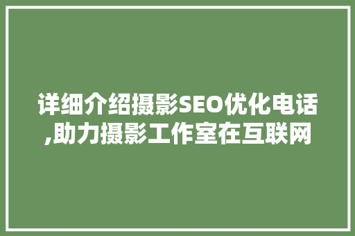 详细介绍摄影SEO优化电话,助力摄影工作室在互联网时代脱颖而出