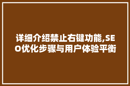 详细介绍禁止右键功能,SEO优化步骤与用户体验平衡之路