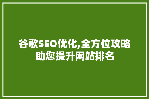 谷歌SEO优化,全方位攻略助您提升网站排名