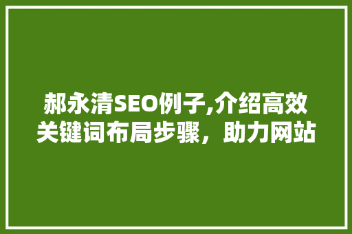 郝永清SEO例子,介绍高效关键词布局步骤，助力网站排名飙升