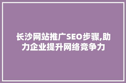 长沙网站推广SEO步骤,助力企业提升网络竞争力
