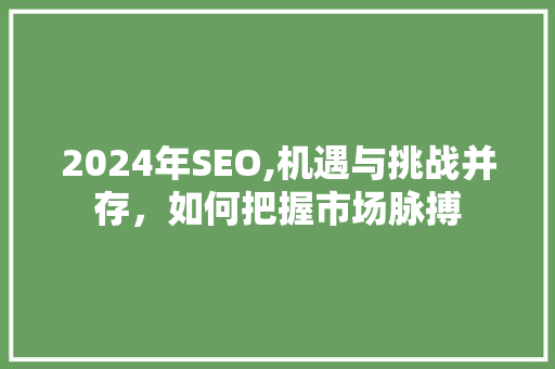 2024年SEO,机遇与挑战并存，如何把握市场脉搏
