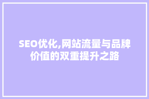 SEO优化,网站流量与品牌价值的双重提升之路