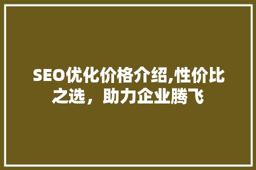 SEO优化价格介绍,性价比之选，助力企业腾飞