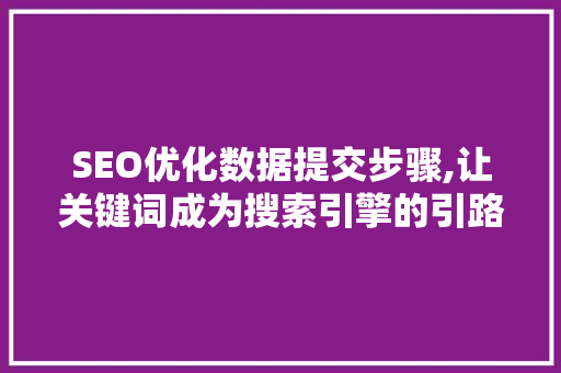 SEO优化数据提交步骤,让关键词成为搜索引擎的引路人