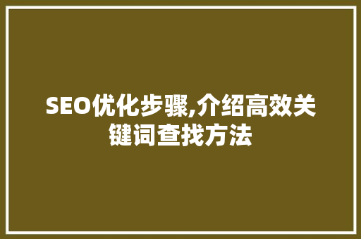 SEO优化步骤,介绍高效关键词查找方法