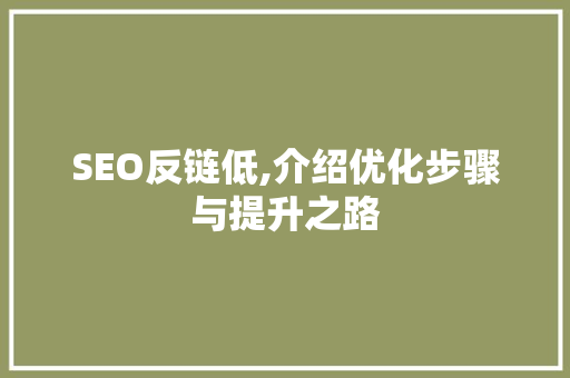 SEO反链低,介绍优化步骤与提升之路