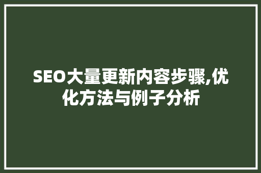 SEO大量更新内容步骤,优化方法与例子分析