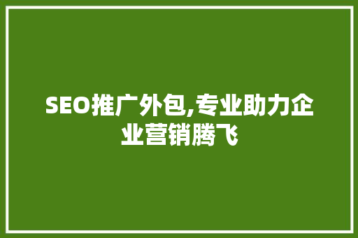 SEO推广外包,专业助力企业营销腾飞