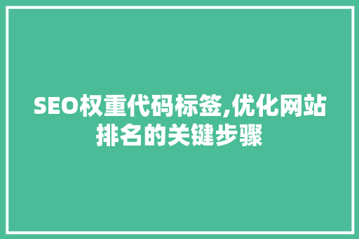 SEO权重代码标签,优化网站排名的关键步骤