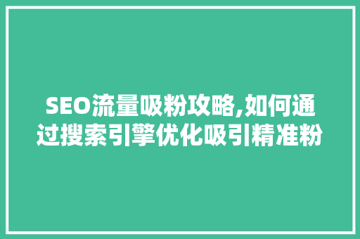 SEO流量吸粉攻略,如何通过搜索引擎优化吸引精准粉丝