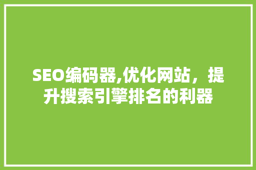 SEO编码器,优化网站，提升搜索引擎排名的利器