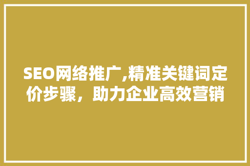 SEO网络推广,精准关键词定价步骤，助力企业高效营销