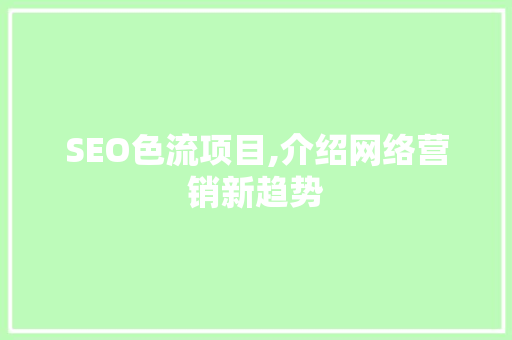 SEO色流项目,介绍网络营销新趋势