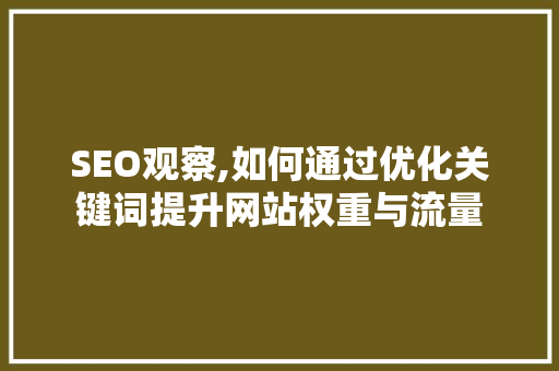 SEO观察,如何通过优化关键词提升网站权重与流量