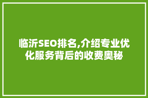临沂SEO排名,介绍专业优化服务背后的收费奥秘