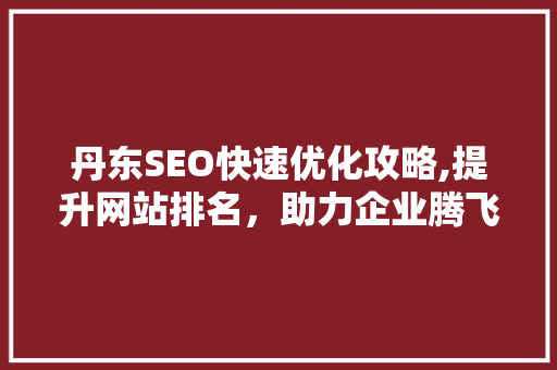 丹东SEO快速优化攻略,提升网站排名，助力企业腾飞