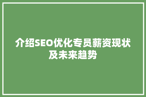 介绍SEO优化专员薪资现状及未来趋势