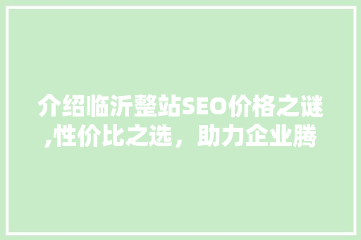 介绍临沂整站SEO价格之谜,性价比之选，助力企业腾飞