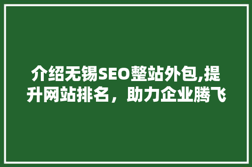 介绍无锡SEO整站外包,提升网站排名，助力企业腾飞