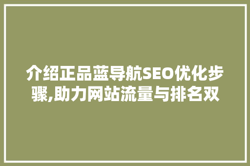介绍正品蓝导航SEO优化步骤,助力网站流量与排名双提升