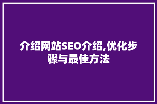 介绍网站SEO介绍,优化步骤与最佳方法