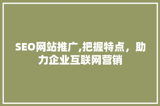 SEO网站推广,把握特点，助力企业互联网营销