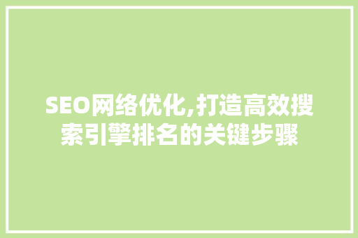 SEO网络优化,打造高效搜索引擎排名的关键步骤