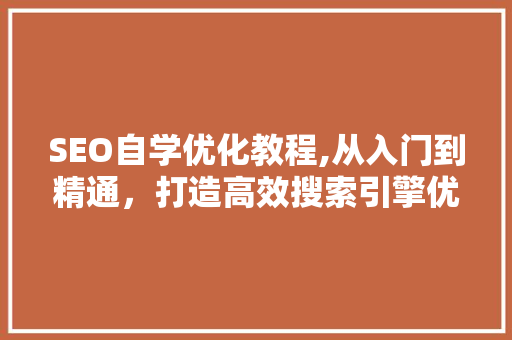 SEO自学优化教程,从入门到精通，打造高效搜索引擎优化步骤