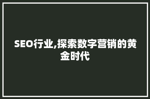 SEO行业,探索数字营销的黄金时代