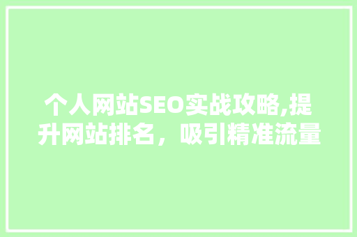个人网站SEO实战攻略,提升网站排名，吸引精准流量