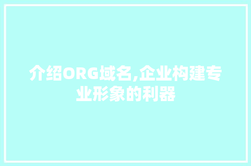 介绍ORG域名,企业构建专业形象的利器