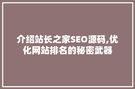 介绍站长之家SEO源码,优化网站排名的秘密武器