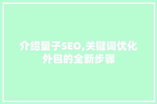 介绍量子SEO,关键词优化外包的全新步骤