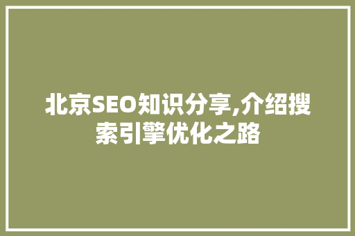 北京SEO知识分享,介绍搜索引擎优化之路
