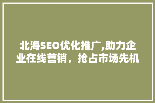 北海SEO优化推广,助力企业在线营销，抢占市场先机
